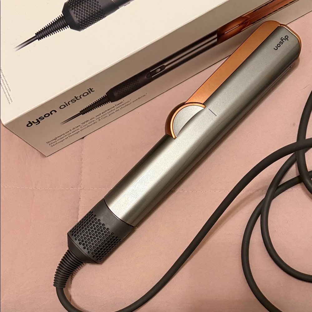 Dyson Air Straightener in Metallic Silver and Vibrant Orange